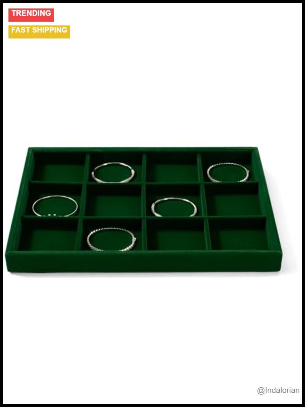 12-Grid Velvet Jewelry Tray Bracelet Bangle Storage Organizer